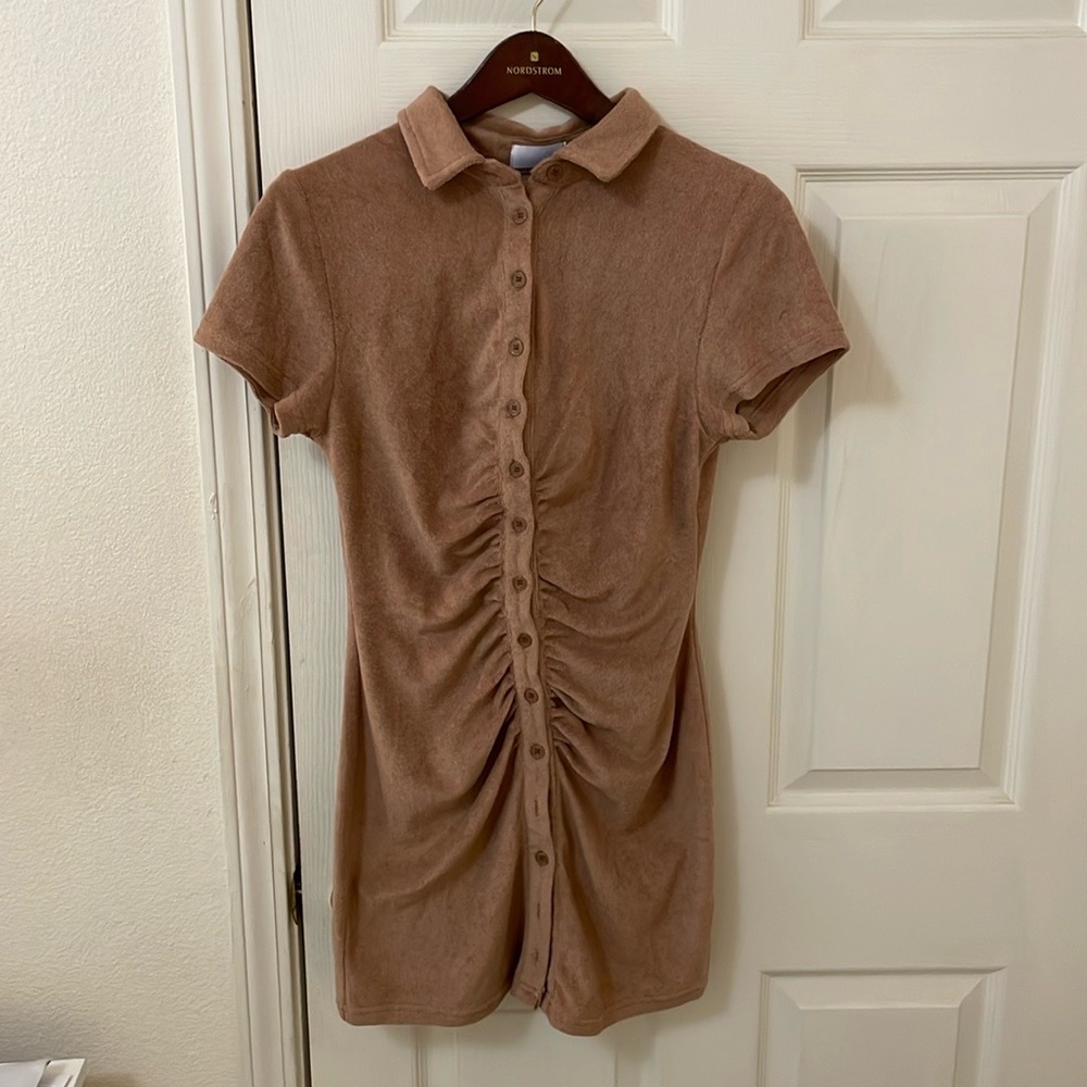 BROWN TERRY CLOTH DRESS